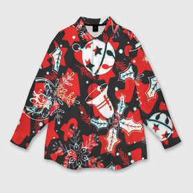 Мужская рубашка oversize 3D с принтом Рождественские паттерны орнамент ,  |  | Тематика изображения на принте: 