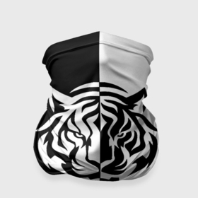 Бандана-труба 3D с принтом Тигр  чёрно белый в Санкт-Петербурге, 100% полиэстер, ткань с особыми свойствами — Activecool | плотность 150‒180 г/м2; хорошо тянется, но сохраняет форму | 