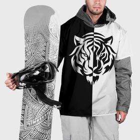 Накидка на куртку 3D с принтом Тигр  чёрно белый в Санкт-Петербурге, 100% полиэстер |  | 