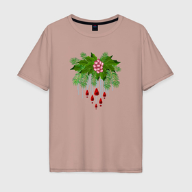 Мужская футболка хлопок Oversize с принтом Новогодне Рождественский декор , 100% хлопок | свободный крой, круглый ворот, “спинка” длиннее передней части | Тематика изображения на принте: 