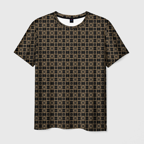 Мужская футболка 3D с принтом Тёмно коричневый паттерн в Кировске, 100% полиэфир | прямой крой, круглый вырез горловины, длина до линии бедер | 