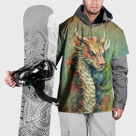 Накидка на куртку 3D с принтом Зеленый древесный дракон с деревьями в Санкт-Петербурге, 100% полиэстер |  | Тематика изображения на принте: 