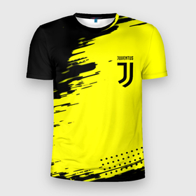 Мужская футболка 3D Slim с принтом Juventus спортивные краски в Тюмени, 100% полиэстер с улучшенными характеристиками | приталенный силуэт, круглая горловина, широкие плечи, сужается к линии бедра | 