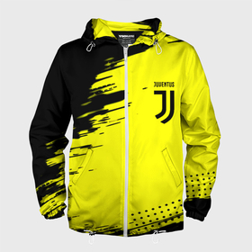 Мужская ветровка 3D с принтом Juventus спортивные краски , 100% полиэстер | подол и капюшон оформлены резинкой с фиксаторами, два кармана без застежек по бокам, один потайной карман на груди | 