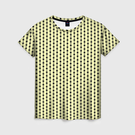 Женская футболка 3D с принтом Бледно жёлтый полосы кружочки в Тюмени, 100% полиэфир ( синтетическое хлопкоподобное полотно) | прямой крой, круглый вырез горловины, длина до линии бедер | 