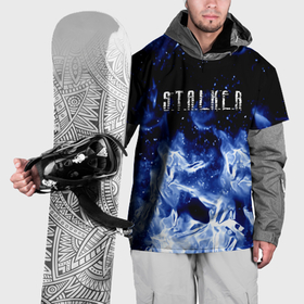 Накидка на куртку 3D с принтом Stalker огненный синий стиль в Санкт-Петербурге, 100% полиэстер |  | 
