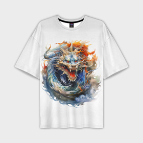 Мужская футболка oversize 3D с принтом Портрет китайского дракона символа Нового года в Белгороде,  |  | Тематика изображения на принте: 