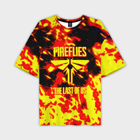 Мужская футболка oversize 3D с принтом The last of us огненное лого цикады ,  |  | 