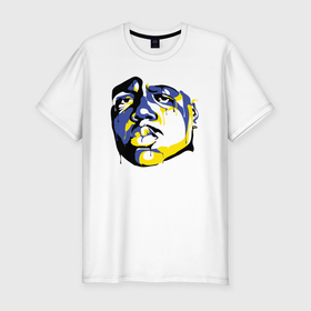 Мужская футболка хлопок Slim с принтом Rapper Notorious BIG в Петрозаводске, 92% хлопок, 8% лайкра | приталенный силуэт, круглый вырез ворота, длина до линии бедра, короткий рукав | 