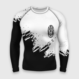 Мужской рашгард 3D с принтом Juventus black sport texture в Курске,  |  | 