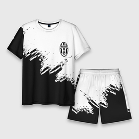 Мужской костюм с шортами 3D с принтом Juventus black sport texture в Курске,  |  | 