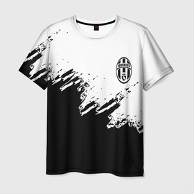 Мужская футболка 3D с принтом Juventus black sport texture , 100% полиэфир | прямой крой, круглый вырез горловины, длина до линии бедер | 