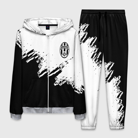 Мужской костюм 3D с принтом Juventus black sport texture в Екатеринбурге, 100% полиэстер | Манжеты и пояс оформлены тканевой резинкой, двухслойный капюшон со шнурком для регулировки, карманы спереди | 