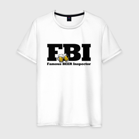 Мужская футболка хлопок с принтом FBI   famous beer inspector в Екатеринбурге, 100% хлопок | прямой крой, круглый вырез горловины, длина до линии бедер, слегка спущенное плечо. | Тематика изображения на принте: 
