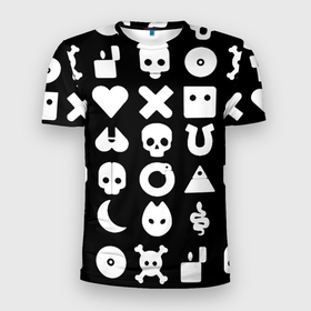 Мужская футболка 3D Slim с принтом Любовь смерть и роботы паттерн в Белгороде, 100% полиэстер с улучшенными характеристиками | приталенный силуэт, круглая горловина, широкие плечи, сужается к линии бедра | 