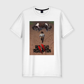 Мужская футболка хлопок Slim с принтом Red Dead Redemption II в Тюмени, 92% хлопок, 8% лайкра | приталенный силуэт, круглый вырез ворота, длина до линии бедра, короткий рукав | 