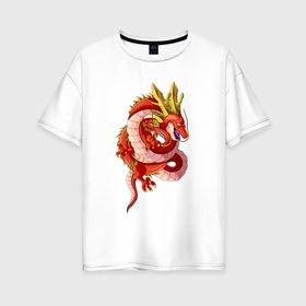 Женская футболка хлопок Oversize с принтом Кровавый дракон в Курске, 100% хлопок | свободный крой, круглый ворот, спущенный рукав, длина до линии бедер
 | 