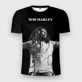Мужская футболка 3D Slim с принтом Боб Марли музыкант в Курске, 100% полиэстер с улучшенными характеристиками | приталенный силуэт, круглая горловина, широкие плечи, сужается к линии бедра | 