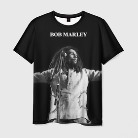 Мужская футболка 3D с принтом Боб Марли музыкант в Петрозаводске, 100% полиэфир | прямой крой, круглый вырез горловины, длина до линии бедер | 
