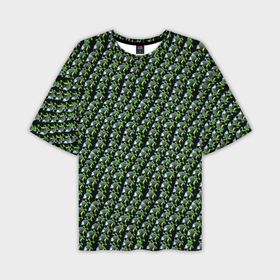 Мужская футболка oversize 3D с принтом Зелёные черепа на чёрном фоне в Санкт-Петербурге,  |  | 