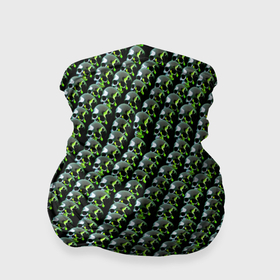 Бандана-труба 3D с принтом Зелёные черепа на чёрном фоне в Санкт-Петербурге, 100% полиэстер, ткань с особыми свойствами — Activecool | плотность 150‒180 г/м2; хорошо тянется, но сохраняет форму | 