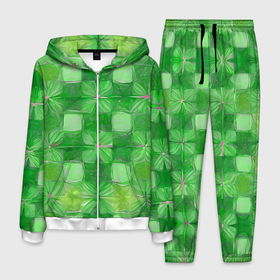 Мужской костюм 3D с принтом Зелёные заплатки в Екатеринбурге, 100% полиэстер | Манжеты и пояс оформлены тканевой резинкой, двухслойный капюшон со шнурком для регулировки, карманы спереди | 