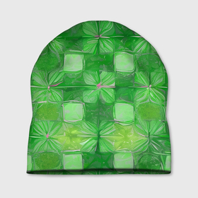 Шапка 3D с принтом Зелёные заплатки в Санкт-Петербурге, 100% полиэстер | универсальный размер, печать по всей поверхности изделия | 