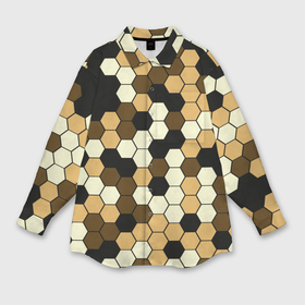 Мужская рубашка oversize 3D с принтом Камуфляж гексагон коричневый в Петрозаводске,  |  | Тематика изображения на принте: 
