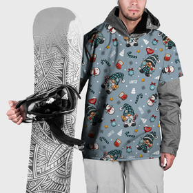 Накидка на куртку 3D с принтом Новогодний паттерн с гномами в Кировске, 100% полиэстер |  | 