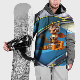 Накидка на куртку 3D с принтом Суровый дракончик игроман в Петрозаводске, 100% полиэстер |  | Тематика изображения на принте: 