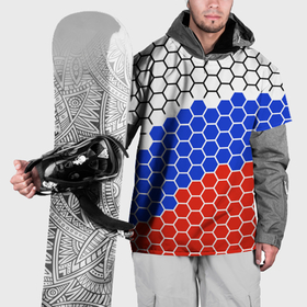 Накидка на куртку 3D с принтом Флаг России из гексагонов в Кировске, 100% полиэстер |  | Тематика изображения на принте: 