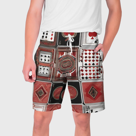 Мужские шорты 3D с принтом Покерный гений в Новосибирске,  полиэстер 100% | прямой крой, два кармана без застежек по бокам. Мягкая трикотажная резинка на поясе, внутри которой широкие завязки. Длина чуть выше колен | Тематика изображения на принте: 