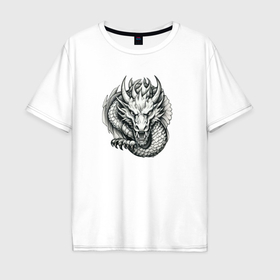 Мужская футболка хлопок Oversize с принтом Рифовый дракон в Тюмени, 100% хлопок | свободный крой, круглый ворот, “спинка” длиннее передней части | Тематика изображения на принте: 