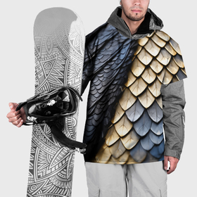 Накидка на куртку 3D с принтом Черно золотистая чешуя дракона в Петрозаводске, 100% полиэстер |  | Тематика изображения на принте: 