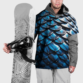 Накидка на куртку 3D с принтом Сине черная чешуя дракона в Екатеринбурге, 100% полиэстер |  | Тематика изображения на принте: 