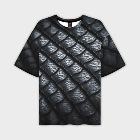 Мужская футболка oversize 3D с принтом Чёрная чешуя дракона в Белгороде,  |  | Тематика изображения на принте: 