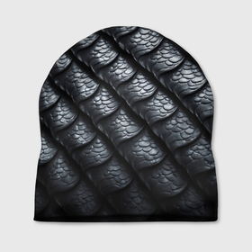 Шапка 3D с принтом Чёрная чешуя дракона в Белгороде, 100% полиэстер | универсальный размер, печать по всей поверхности изделия | 