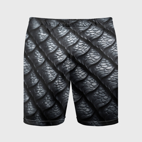 Мужские шорты спортивные с принтом Чёрная чешуя дракона ,  |  | Тематика изображения на принте: 