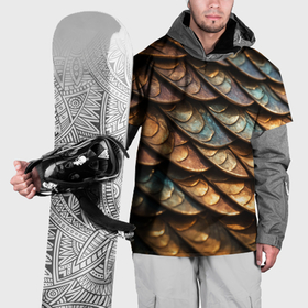 Накидка на куртку 3D с принтом Бронзовая металлическая чешуя дракона , 100% полиэстер |  | 