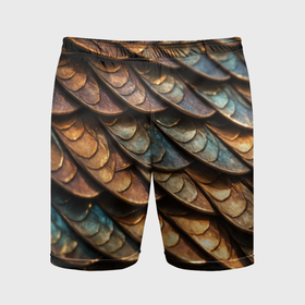 Мужские шорты спортивные с принтом Бронзовая металлическая чешуя дракона ,  |  | Тематика изображения на принте: 