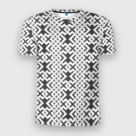 Мужская футболка 3D Slim с принтом Кельтский орнамент в Екатеринбурге, 100% полиэстер с улучшенными характеристиками | приталенный силуэт, круглая горловина, широкие плечи, сужается к линии бедра | 
