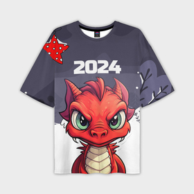 Мужская футболка oversize 3D с принтом Красный    дракон   2024 ,  |  | 