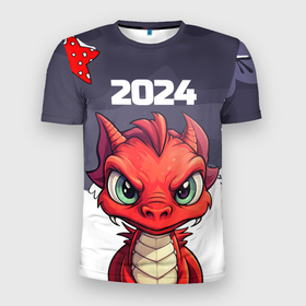 Мужская футболка 3D Slim с принтом Красный    дракон   2024 , 100% полиэстер с улучшенными характеристиками | приталенный силуэт, круглая горловина, широкие плечи, сужается к линии бедра | 