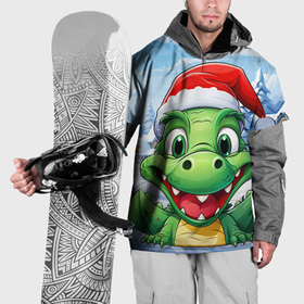 Накидка на куртку 3D с принтом Зеленый счастливый дракон новогодний в Белгороде, 100% полиэстер |  | Тематика изображения на принте: 