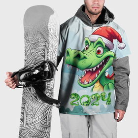 Накидка на куртку 3D с принтом Зеленый  счастливый дракон новогодний в Белгороде, 100% полиэстер |  | Тематика изображения на принте: 