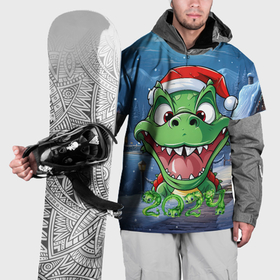 Накидка на куртку 3D с принтом Зеленый новогодний счастливый дракон новогодний 2024 в Белгороде, 100% полиэстер |  | Тематика изображения на принте: 