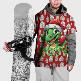 Накидка на куртку 3D с принтом Зеленый дракон на рождественском фоне в Санкт-Петербурге, 100% полиэстер |  | Тематика изображения на принте: 