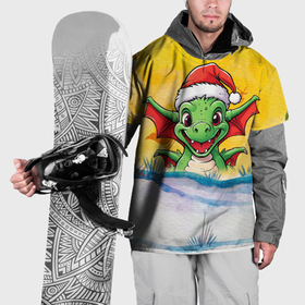 Накидка на куртку 3D с принтом Веселый  дракон зеленый  2024 в Санкт-Петербурге, 100% полиэстер |  | Тематика изображения на принте: 