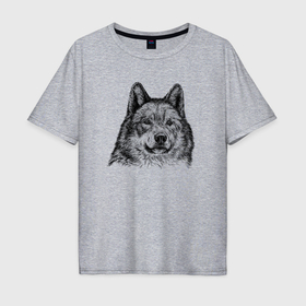 Мужская футболка хлопок Oversize с принтом Ауф волк , 100% хлопок | свободный крой, круглый ворот, “спинка” длиннее передней части | 