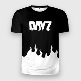 Мужская футболка 3D Slim с принтом Dayz огонь апокалипсис в Новосибирске, 100% полиэстер с улучшенными характеристиками | приталенный силуэт, круглая горловина, широкие плечи, сужается к линии бедра | Тематика изображения на принте: 